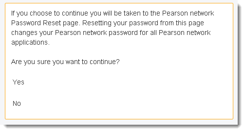 Are you sure you want to reset your Pearson password?